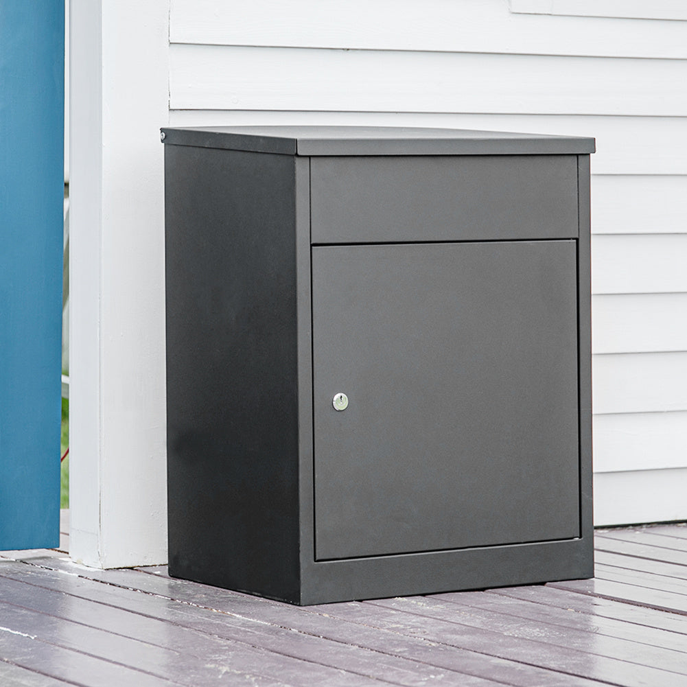 Large Lockable Parcel Drop Box – Weatherproof Outdoor Secure Delivery Box (Grey)