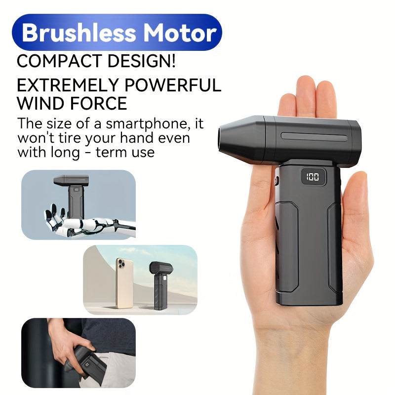 Ultra-powerful handheld fan that cools you down and blasts dust away. USB-C rechargeable. Perfect for travel desk car and camping.