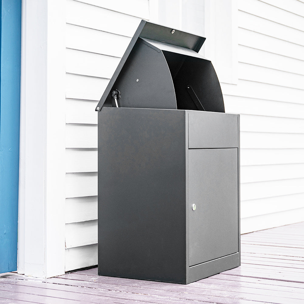 Large Lockable Parcel Drop Box – Weatherproof Outdoor Secure Delivery Box (Grey)
