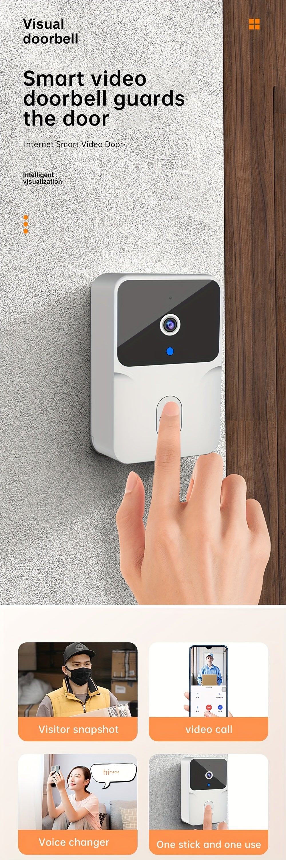 Wireless Smart Video Doorbell with Night Vision