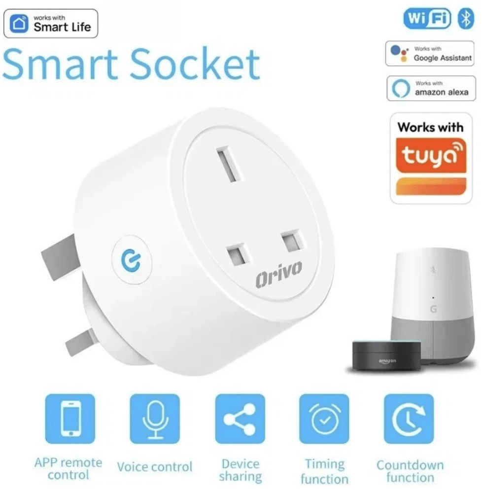 WiFi Smart Plug Socket – App & Voice Control with Energy Monitoring (UK)