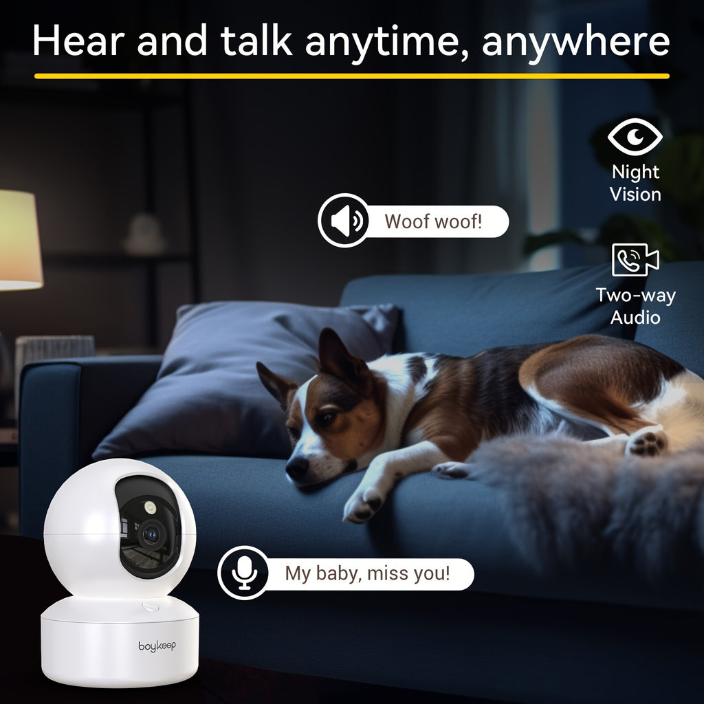2K Smart Pet Camera – 360° Pan & Tilt, Night Vision & Two-Way Audio