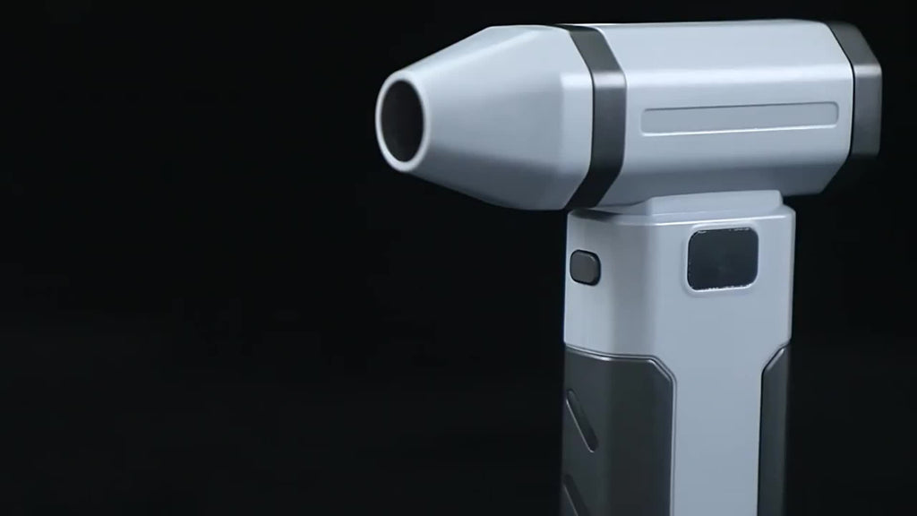 Ultra-powerful handheld fan that cools you down and blasts dust away. USB-C rechargeable. Perfect for travel desk car and camping.