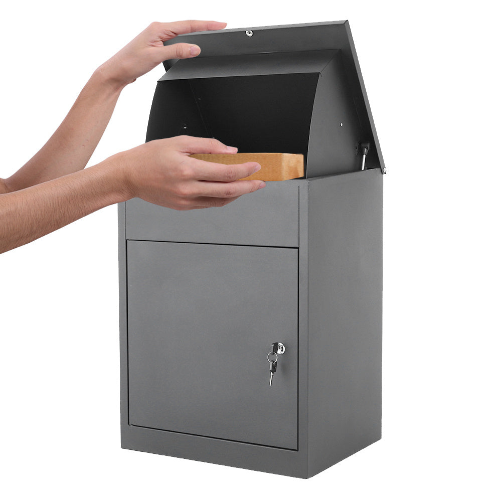 Large Lockable Parcel Drop Box – Weatherproof Outdoor Secure Delivery Box (Grey)