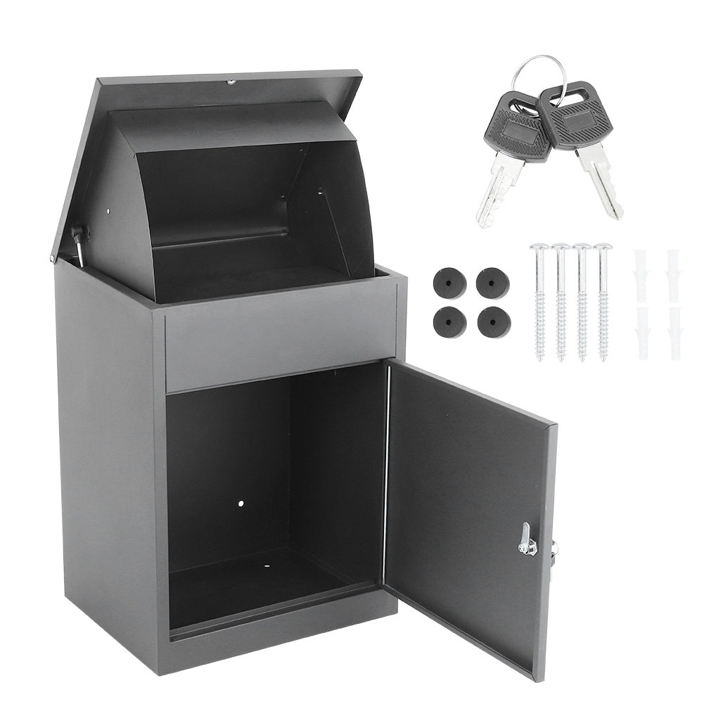 Large Lockable Parcel Drop Box – Weatherproof Outdoor Secure Delivery Box (Grey)