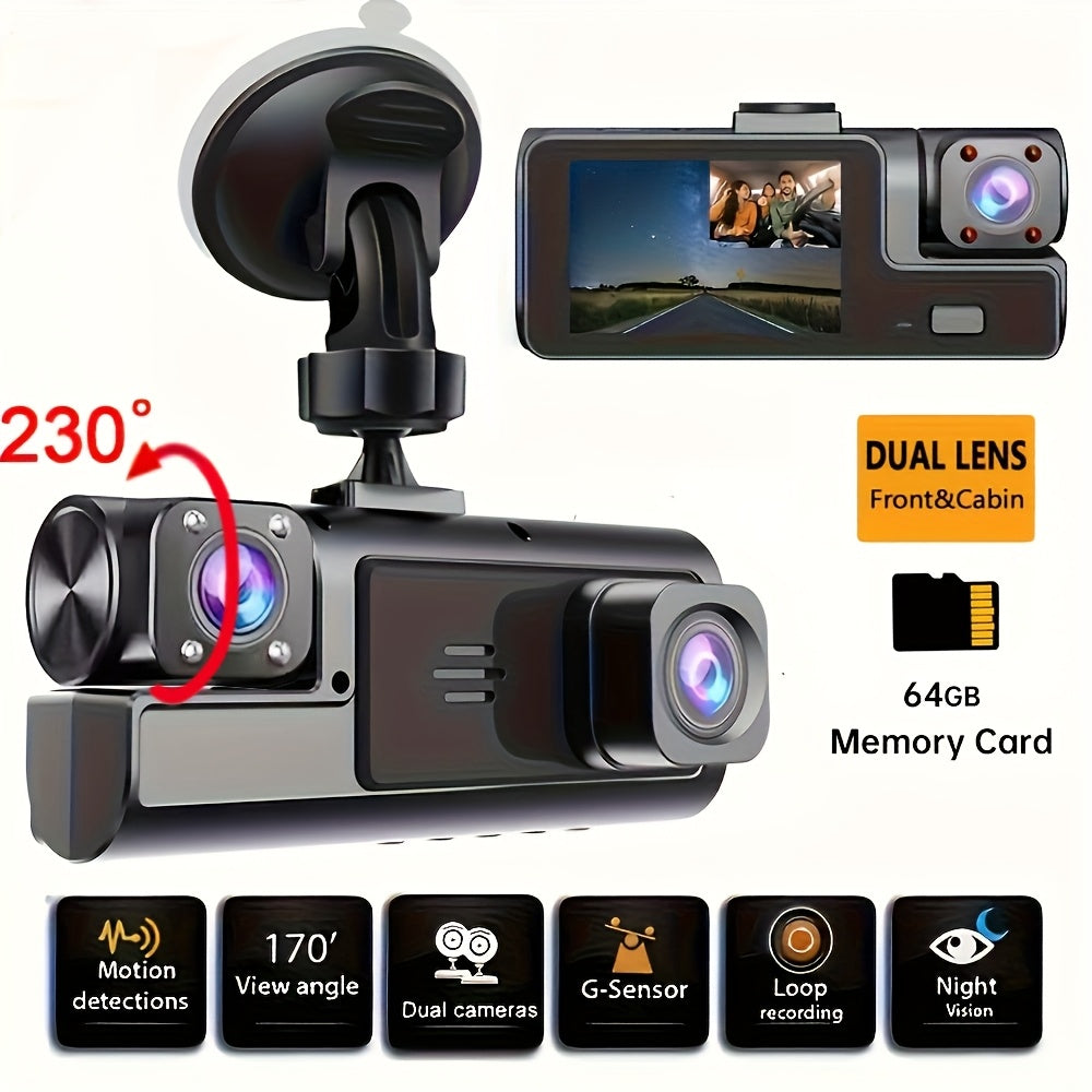 Front & Rear Dash Cam with Memory Card