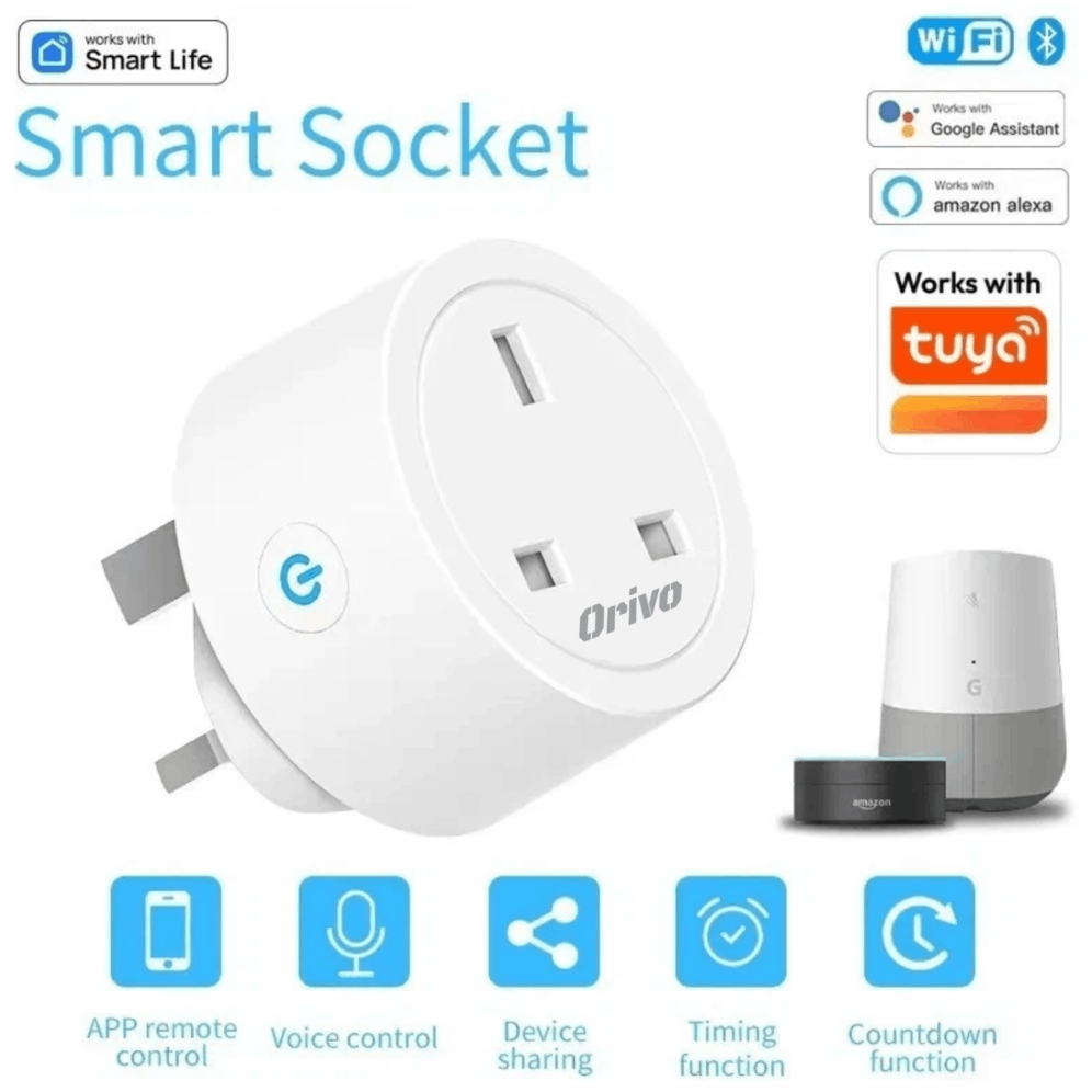 WiFi Smart Plug Socket – App & Voice Control with Energy Monitoring (UK)