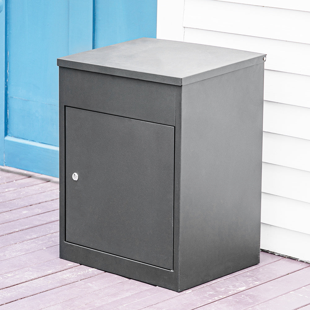 Large Lockable Parcel Drop Box – Weatherproof Outdoor Secure Delivery Box (Grey)