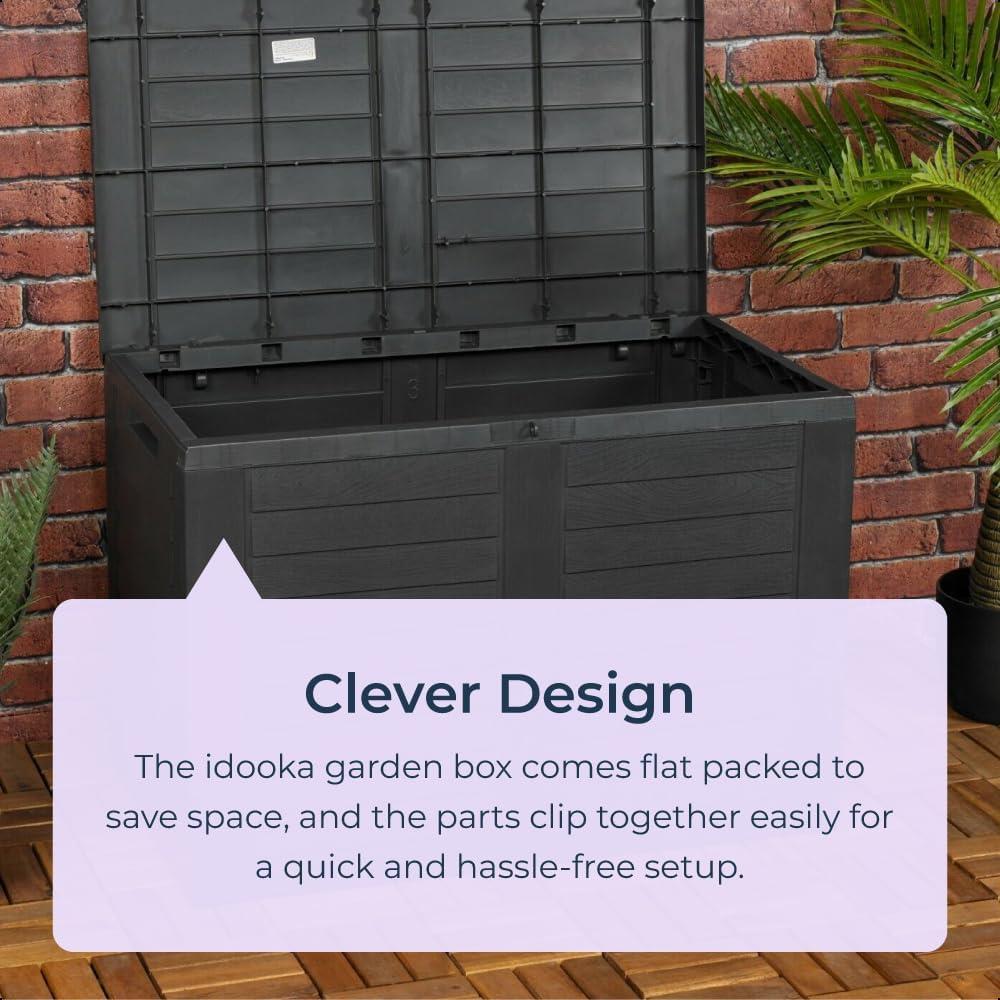Waterproof 170L Outdoor Parcel Box – Grey Plastic Garden Storage Container for Packages, Deliveries & Cushion Storage