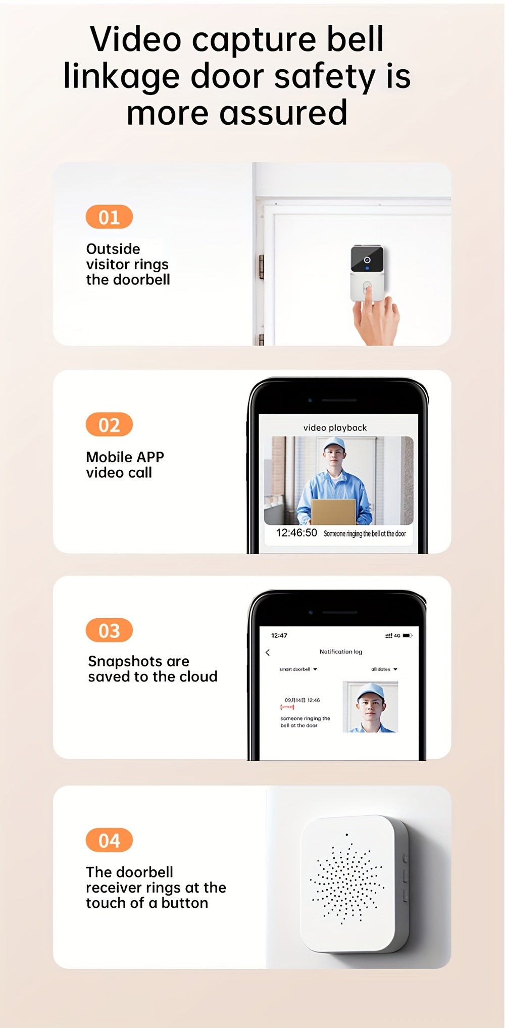 Wireless Smart Video Doorbell with Night Vision