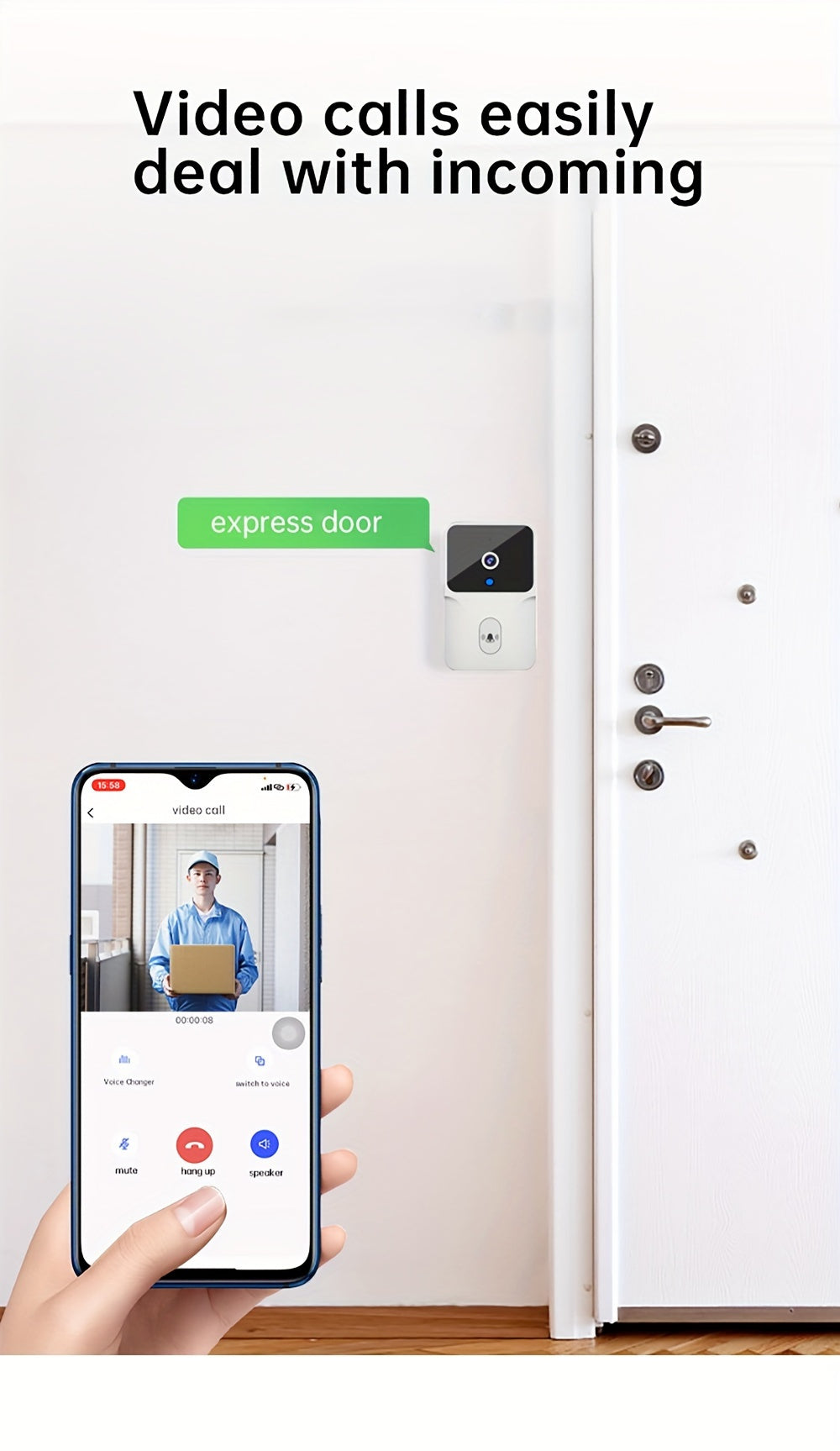 Wireless Smart Video Doorbell with Night Vision
