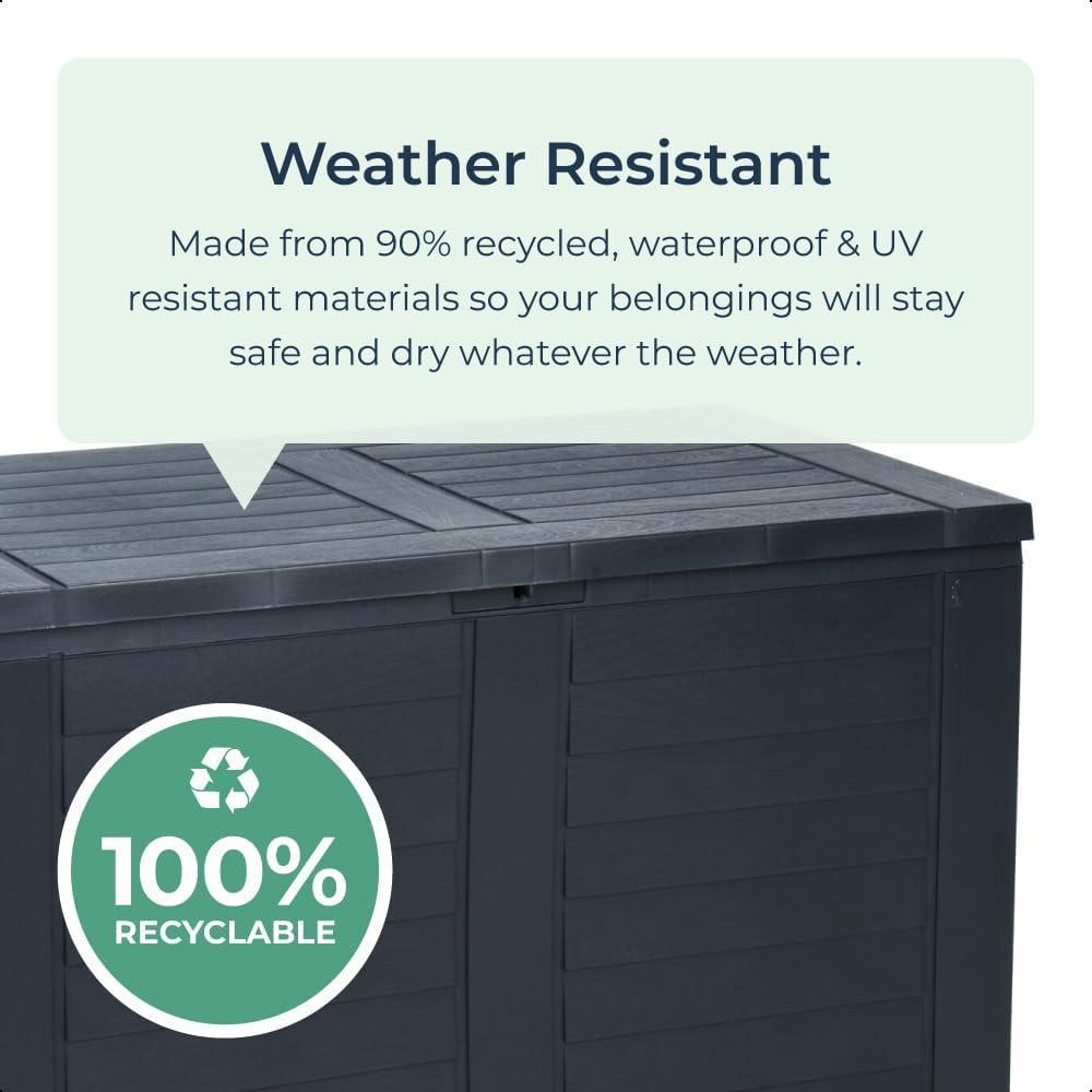Waterproof 170L Outdoor Parcel Box – Grey Plastic Garden Storage Container for Packages, Deliveries & Cushion Storage