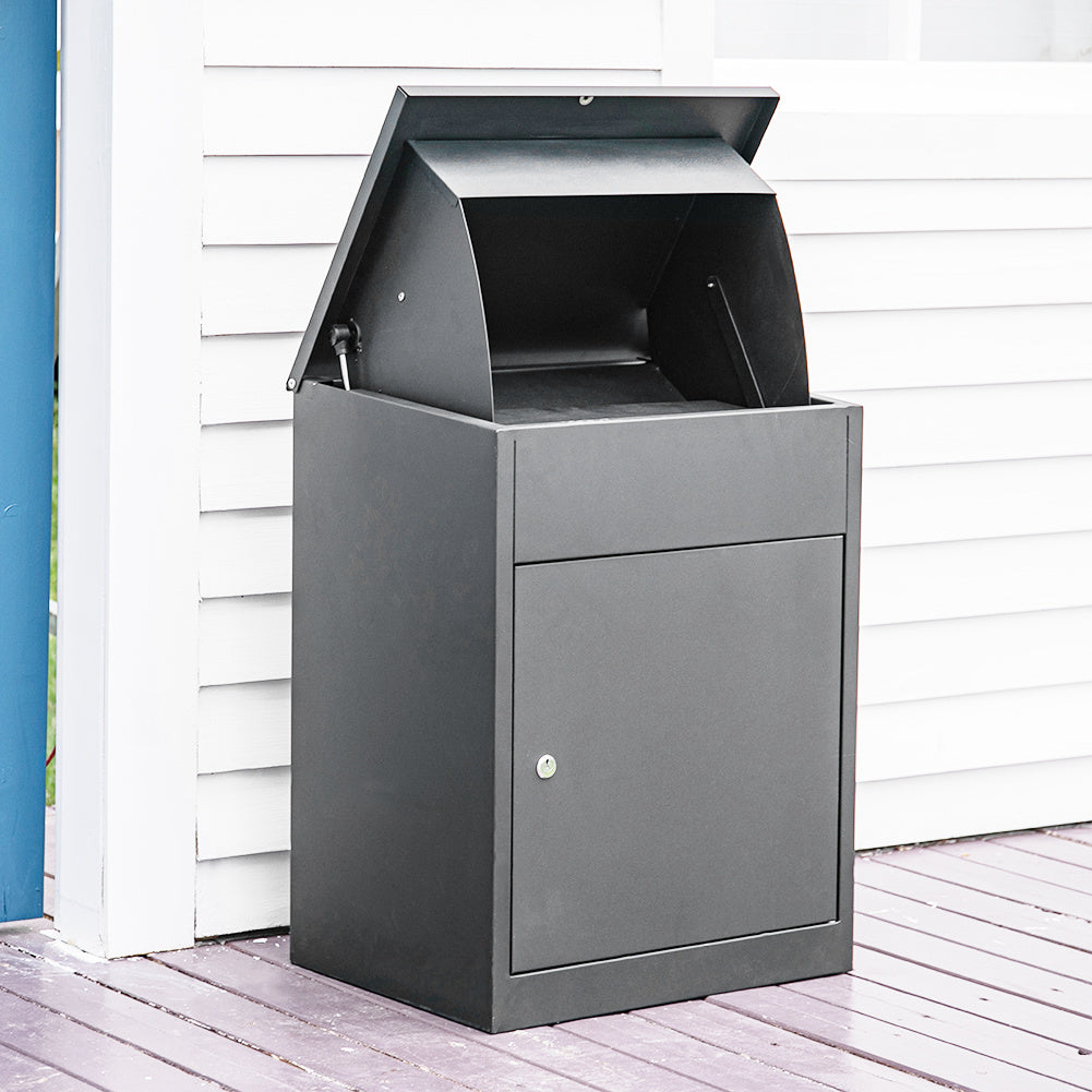 Large Lockable Parcel Drop Box – Weatherproof Outdoor Secure Delivery Box (Grey)