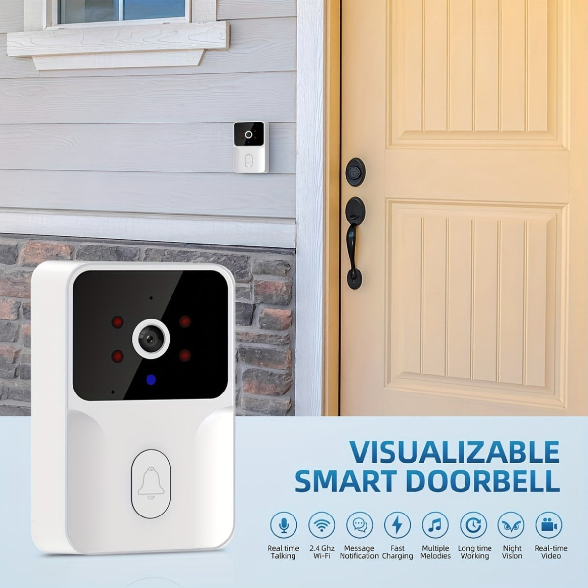Wireless Smart Video Doorbell with Night Vision