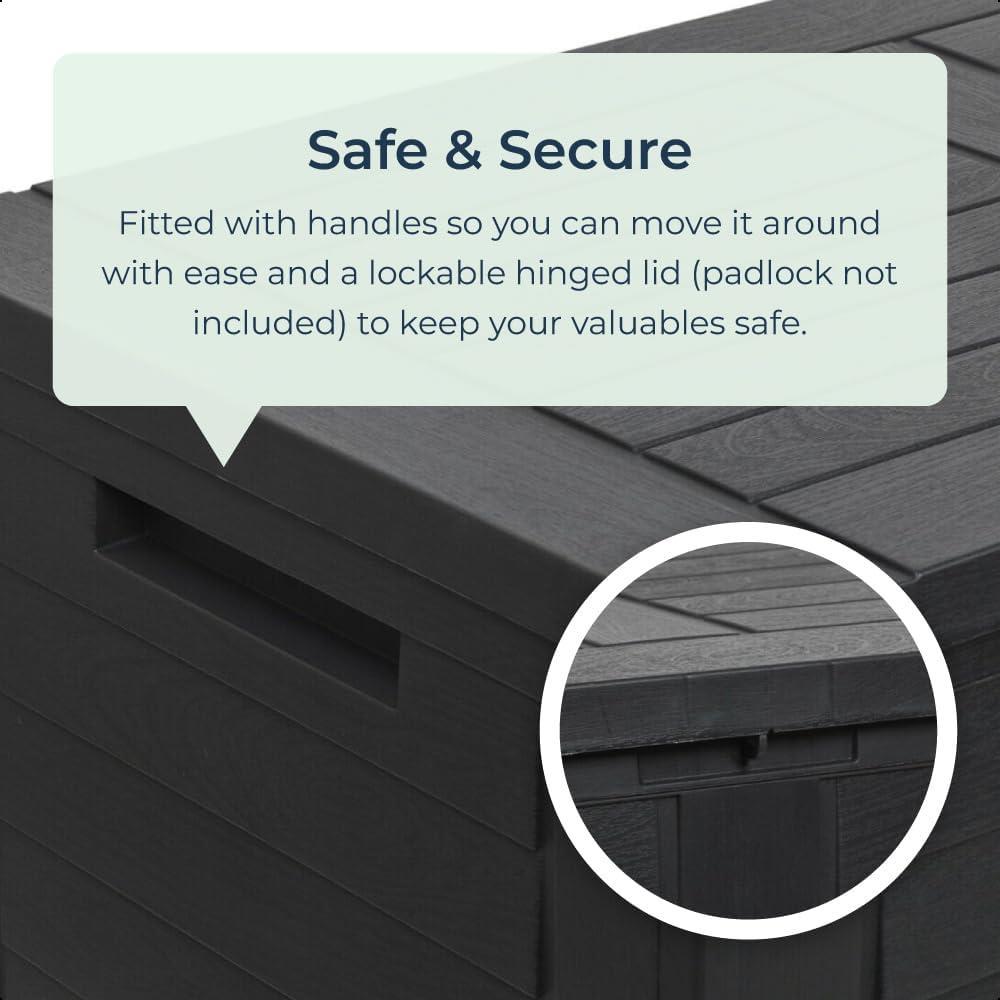 Waterproof 170L Outdoor Parcel Box – Grey Plastic Garden Storage Container for Packages, Deliveries & Cushion Storage