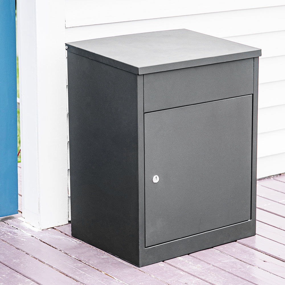 Large Lockable Parcel Drop Box – Weatherproof Outdoor Secure Delivery Box (Grey)