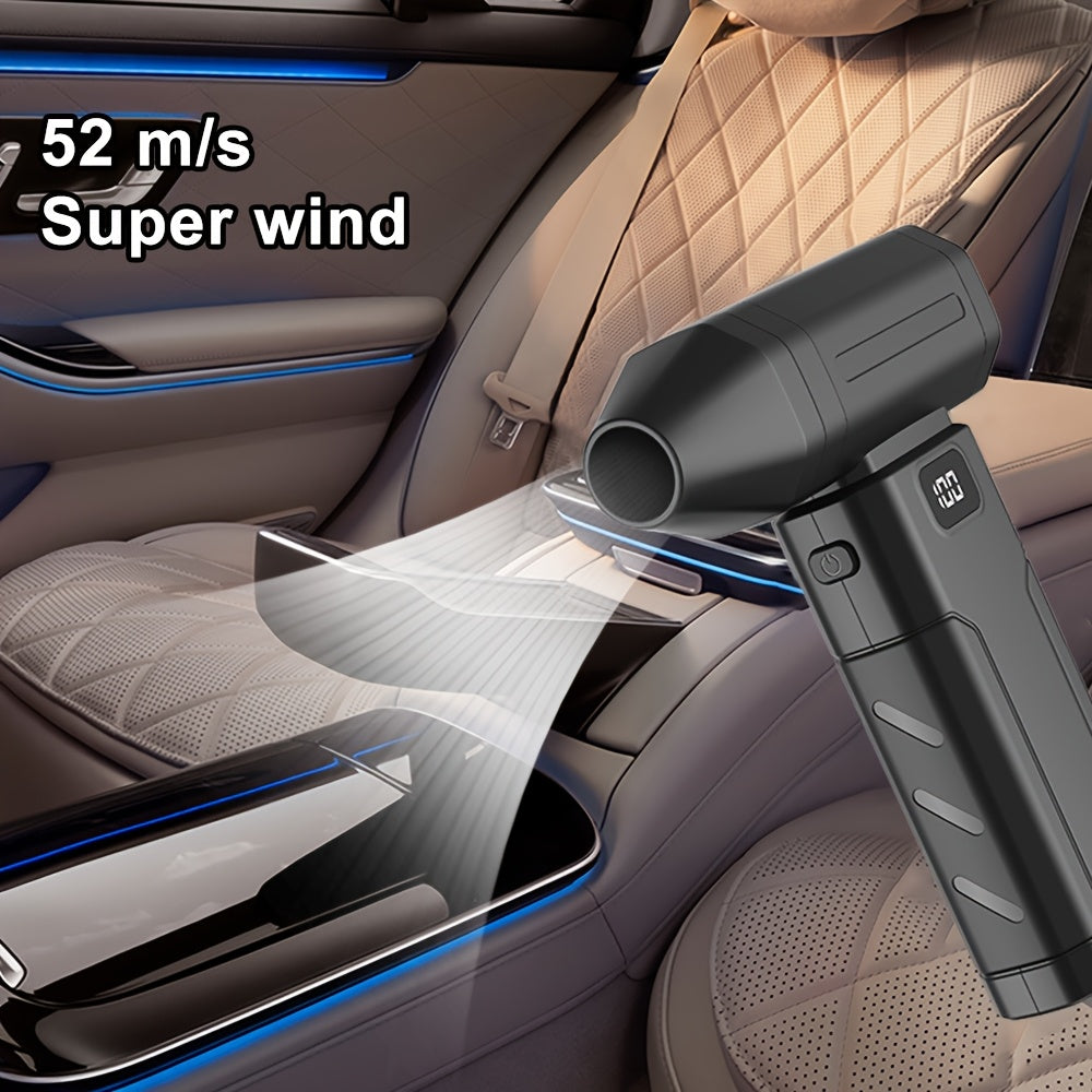 Ultra-powerful handheld fan that cools you down and blasts dust away. USB-C rechargeable. Perfect for travel desk car and camping.