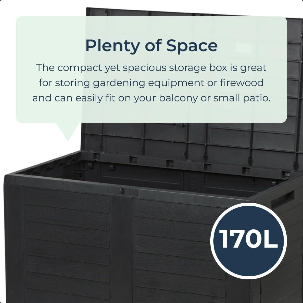 Waterproof 170L Outdoor Parcel Box – Grey Plastic Garden Storage Container for Packages, Deliveries & Cushion Storage