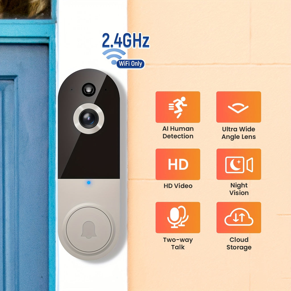 2K Wireless Video Doorbell Camera – AI Motion Detection, Night Vision & Two-Way Audio