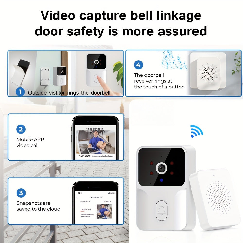 Wireless Smart Video Doorbell with Night Vision