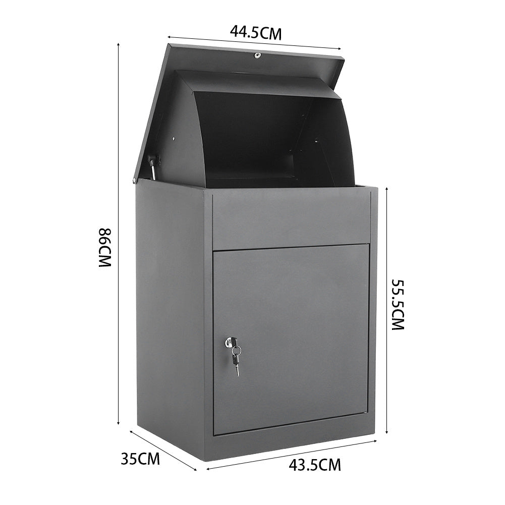 Large Lockable Parcel Drop Box – Weatherproof Outdoor Secure Delivery Box (Grey)