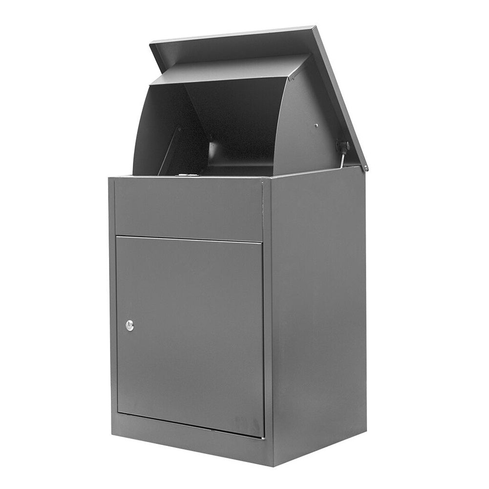 Large Lockable Parcel Drop Box – Weatherproof Outdoor Secure Delivery Box (Grey)
