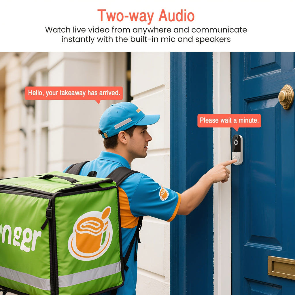 2K Wireless Video Doorbell Camera – AI Motion Detection, Night Vision & Two-Way Audio