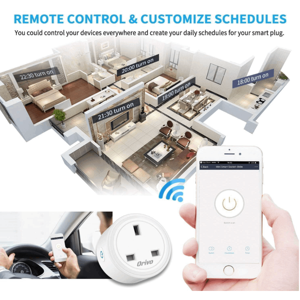 WiFi Smart Plug Socket – App & Voice Control with Energy Monitoring (UK)